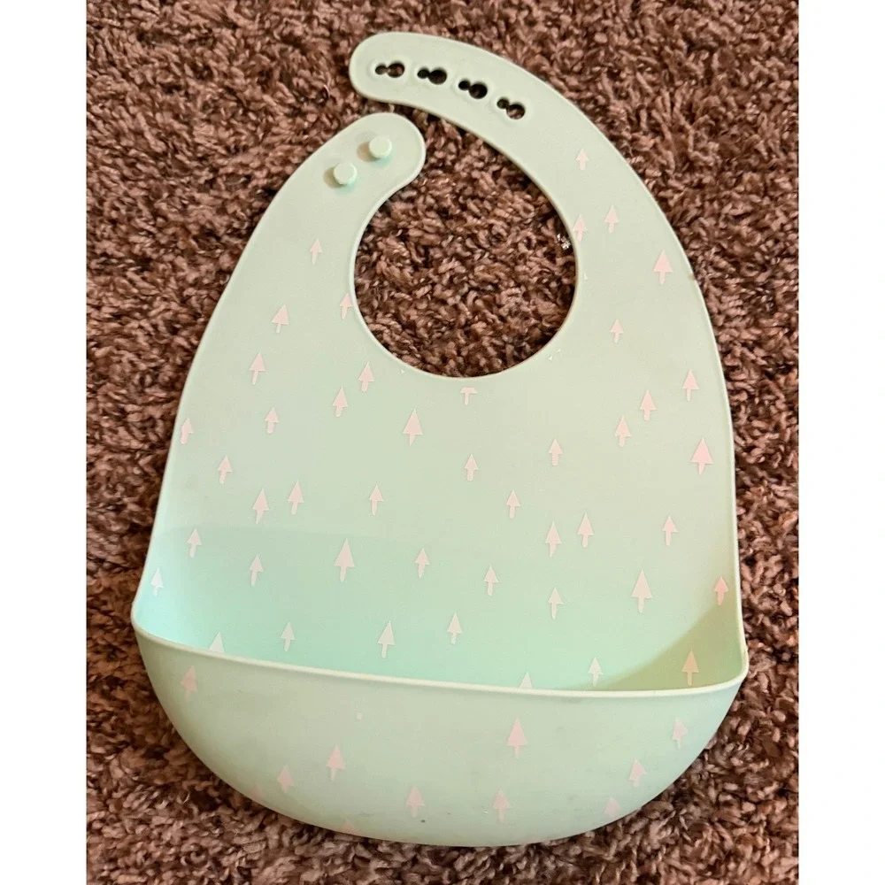 Cloud Island Two Silicone Feeding Bibs Green & Gray